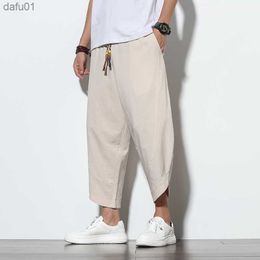 Men 2023 Autumn Ankle-length Pants Solid Harem Pants Mens Casual Hip Hop Korean Style Joggers Male High Street Clothes Trousers L230520