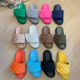 Pool Pillow designer sandals famous slides women shoes flip flop flat mules Slipper Padded Front Strap Slippers summer fashion with size 35-45