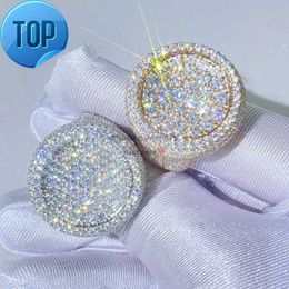 Твердый серебряный пас -тестер бриллиант хип -хоп Iced Out Men vvs Moissanite Rings 925 Серебряное серебро