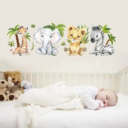 Jungle Animals Wall Stickers for Kids Rooms Boys Baby Room Bedroom Decoration Safari Elephant Giraffe Wallpaper Wall Decor Vinyl