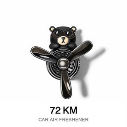 Car Air Freshener 72KM Car Air Freshener Bear Pilot Auto Accessories Interior Perfume Diffuser Rotating Propeller Outlet Fragrance Magnetic Design 230605