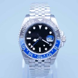 ST9 Super U1 Men 3866 GMT Relógio Movimento Automático Batgirl Preto Azul Cerâmica Sapphire Dial Master 2 Jubilee Pulseira Relógio de pulso Mens Relógios Reloj Batman Limited