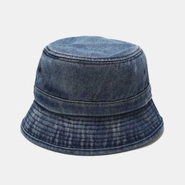 Wide Brim Hats LDSLYJR denim solid bucket fisherman outdoor travel sun hat for men and women 351 G230603