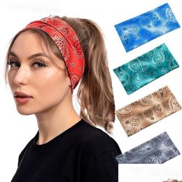 Headbands Flower Wide Stretch Yoga Sport Sweatband Hood Head Bands Hair Band For Women Jewellery Will And Sandy Drop Delivery Hairjewel Dhxbi