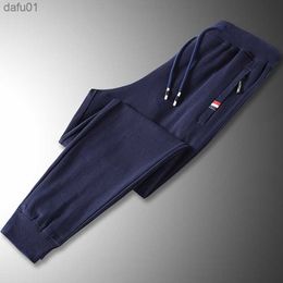 Spring Autumn Zip Pockets Casual Sweatpants Men Sportswear Solid Cotton Track Pants Men Plus Size Jogger Trousers 6XL 7XL 8XL L230520