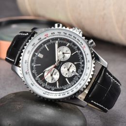 2024 Men's Quartz 50mm leather Watch Blue Black Watch Super Chronographs Brand Luxury Bre Free shipping
