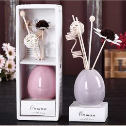 Y Ceramic Bottles Rattan Diffuser Dried Flowers Volatile Aromatherapy Reed Diffuser Sets Household Deodorising Perfume Fragrance L230523