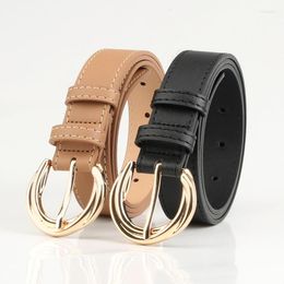 Belts Wide Leather Waist Strap Belt Women Black High Quality Gold Square Pin Metal Buckle Female For Jeans