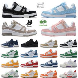 2023 designer low sneakers Virgil Trainer Casual Shoes Calfskin Leather Abloh tripler White black dhgate mens women vuittns Platform flats sports Shoe euro 36-45