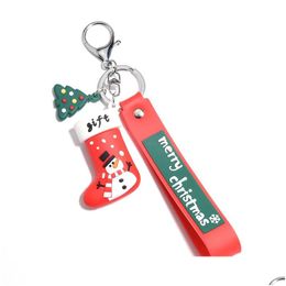 Key Rings Merry Christmas Ring Pvc Cartoon Tree Sock Keychain Bag Hangs Gift Will And Sandy Drop Delivery Jewellery Dh9Qx