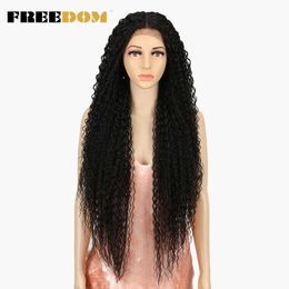 Nxy Synthetic Lace Front Wigs For Women Long Curly Hair 36 Inch Cosplay Wigs Blonde Heat Resistant Synthetic Lace Wig 230524