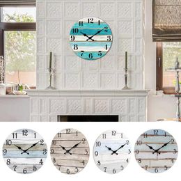 Wall Clocks 10 Inch Rustic Wooden Clock Battery Operated Round Silent Kitchen Living Room Bathroom Farmhouse Decor