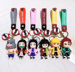 Cute DE MON SLAYER Animation Jewellery KeyChain PVC Key Ring Accessories kids birthday gift