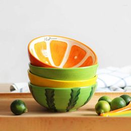 Bowls Fruit Cartoon Dessert Salad Bowl Creative Watermelon Pattern Rice Hand Drawn Ceramics Ramen Tableware 5Inch Snack Dish