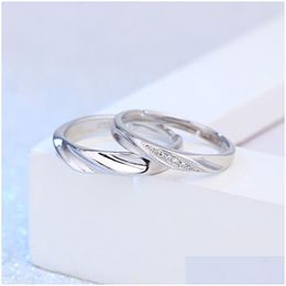 Band Rings Update Open Adjustable Engagement Sier Diamond Couple Ring For Women Men Fashion Jewellery Will And Sandy Drop Deliv Dhgtr