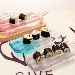 Plates Japanese Cuisine Transparent Glass Tableware Rectangular Sushi Sashimi Platter Soy Sauce Dish Creative