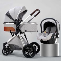 New 3 in 1 High Landscape Reclining Carriage Foldable Stroller Baby Bassinet Puchair Newborn1{category}