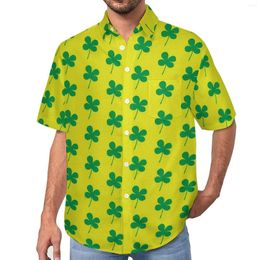 Men's Casual Shirts Green Shamrock Beach Shirt St Patricks Day Summer Men Trending Blouses Short-Sleeve Pattern Tops Plus Size