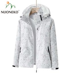 Other Sporting Goods NUONEKO Women Mens Hiking Spring Sports Camping Travel Camouflage Hooded Windbreaker Waterproof Rain Coats Men 230605