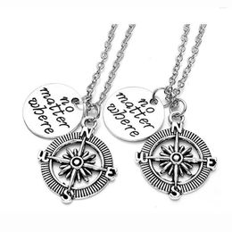 Pendant Necklaces Alloy Compass Necklace "No Matter Where"