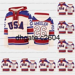 CC2604 A3740 USA Hockey Team Lace-Up Relate Hoodie Jersey Custom 9 Trevor Zegras 26 Blake Wheeler 18 Jack Drury 43 Colin Blackwell 11 Brian Boyle 12 Alex