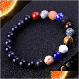 Beaded Universe Solar System Sun Satellite Bracelet Lava Rock Tiger Eye Turquoise Natural Stone Beads Bracelets For Women Men Fashio Dhjan