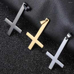 Chains Cross Pendant Necklace For Men Women Gold Silver Black Color Jesus Christ Religion Inverted Charm DKP669