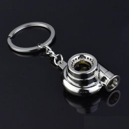 Keychains Lanyards Keychain Metal Turbine Keyring Car Turbo Charger Blowing Hine Key Rings Pendant Fashion Jewellery Bag Hangs Drop Dhwd9