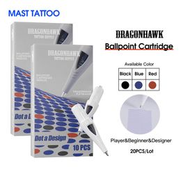 Tattoo Needles Dragonhawk Ballpoint Tattoo Cartridge Needles for Player Beginner Designer Drawing Practise Tattoo Refill Multicolor Stippling 230606