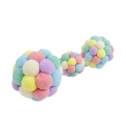 Fashion new macaron plush pet toy cat and dog self-hey funny cat bite-resistant bell sounding toy ball