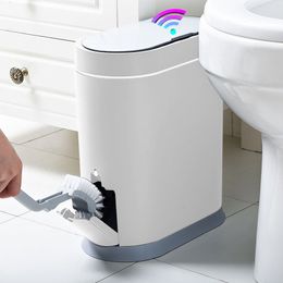 Waste Bins Joybos Smart Sensor Trash Can Electronic Automatic Bathroom Waste Garbage Bin Household Toilet Waterproof Narrow Seam Sensor Bin 230605