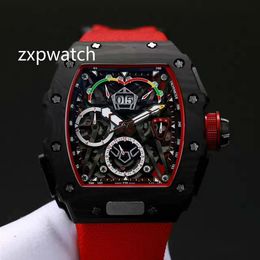 Luxry New 50-03 watch McLaren F1 Skeleton Dial Automatic Mechanical 50-03 Mens Watch Black Carbon Fiber Case Rubber nylon Strap Wa1872