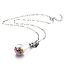 Pendant Necklaces Wish Floating Bottle Necklace Dried Flower Pendants Women Float Locket Living Fashion Jewelry Will And Sandy Drop D Dh9U4