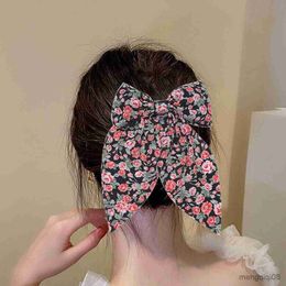 Other Fashion Floral Print Ribbon Hair Beautiful Sweet Barrettes For Women Girls Pastoral Headwear Hairpin Hair Accessories