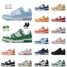 designer sneakers Virgil Trainer Casual Shoes Luxury Fashion Calfskin Leather Abloh tripler White blue dhgate Platform mens women vuittns Low Shoe Size euro 36-45