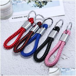 Key Rings Simple Weave Ring Ancient Sier Bronze Keychain Bag Hangs For Women Men Fashion Jewellery Will And Sandy Black Red Blue Drop D Dhdkm