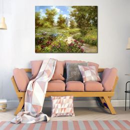 High Quality Contemporary Canvas Art The Enchanted Garden Handmade Impressionist Painting Perfect Wall Decor for Living Room