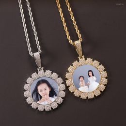 Pendant Necklaces INS Summer Picture Frame Custom Crystal Sugar Necklace Lovers Street Po DIY Accessories