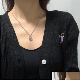 Pendant Necklaces Sier Punk Goth Mini Small Lock Link Chain Necklace For Women Hip Hop Party Jewelry Drop Delivery Pendants Dhapz