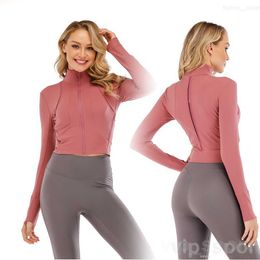 Define Yoga Sport Coat Tops Lady Training Jacket Full Zip Exercise Sportswear Slim Long Sleeve Jackets Jogging Exercise Clothing Stretch