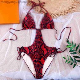 Women's Swimwear Melphieer Brand 2022 Hollow Cut Out Sexy Snake Red Green One Piece Swimsuit Women Swimwear Monokini Beachwear Outfit Bodysuit T230606