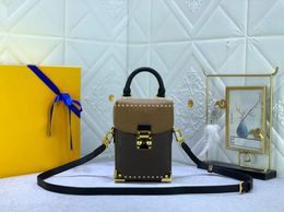 NEW trendy designer the camera box bag deluxe brand gold Metal Angle mini crossbody bag small tote men women Cell phone wallet keys headphones Storage TRUNK bag M82456