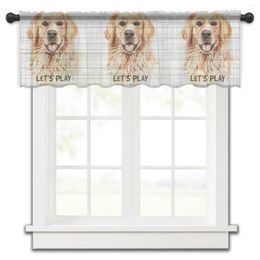 Curtain Golden Retriever Dog Wood Plank Rod Pocket Short Half-Curtain For Kitchen Door Drape Cafe Small Window Sheer Curtains