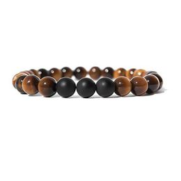 Beaded Natural Black Matte Agate Bracelet Tiger Eye White Turquoise Beads Bracelets Fashion Jewellery For Women Men Drop Delivery Dhpe7