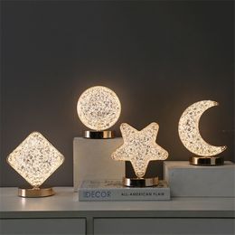 30Pcs Led Star Moon Table Lamp 3Colors Desktop Decoration Night Light USB Rechargeable Bedside Romantic Lighting Lights