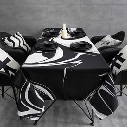 Table Cloth European Industrial Black and White Simple Rectangular Tea Decorative for Restaurant R230605