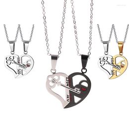 Pendant Necklaces 1 Pair Couple Necklace Broken Heart Key Locket Friend Women Men Gift Friendship Jewellery