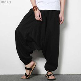 INCERUN Streetwear Harem Pants Men Hip-hop Drop Crotch Cotton Joggers Wide Leg Pants Trousers Men Chic Loose Pantalones Hombre L230520