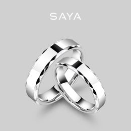 Couple Rings White Tungsten Carbide Couple Ring for Men and Women Fashion Faceted Classic Bands for Wedding Customised Engrave 230605