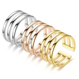 Band Rings Stainless Steel Gold Plated Ring Adjustable Mtilayer Knuckle For Women Fashion Fine Jewellery Gift Drop Delivery Dhirf